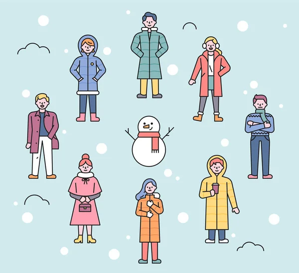 时尚的冬季时尚 平面设计风格最小矢量插图 — 图库矢量图片