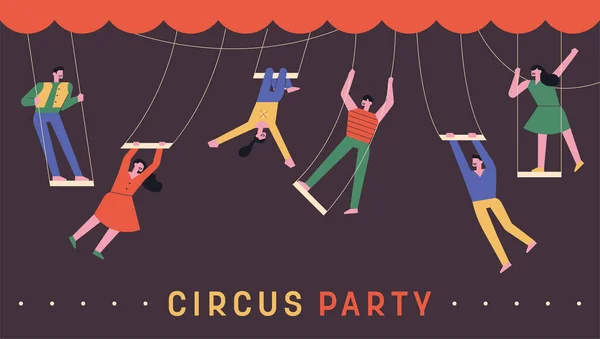 Los Acróbatas Del Circo Están Montando Trapecios — Archivo Imágenes Vectoriales