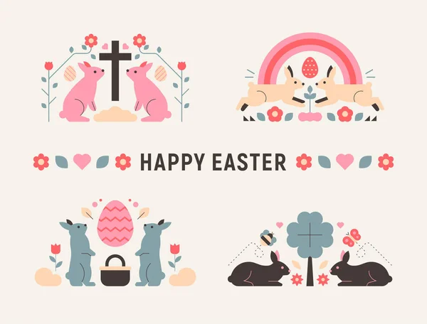 Happy Easter Bunny Logo — Stock Vector