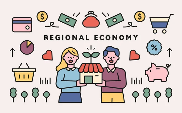 Ікони Регіонального Економічного Розвитку — стоковий вектор