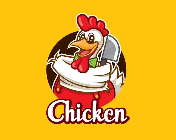 Cartoon Mignon Personnage Mascotte Poulet Avec Cliveur Vectoriel Illustration Logo — Image vectorielle