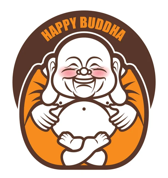 Carino Paffuto Felice Laughing Buddha Personaggio Cartone Animato Illustrazione Del — Vettoriale Stock