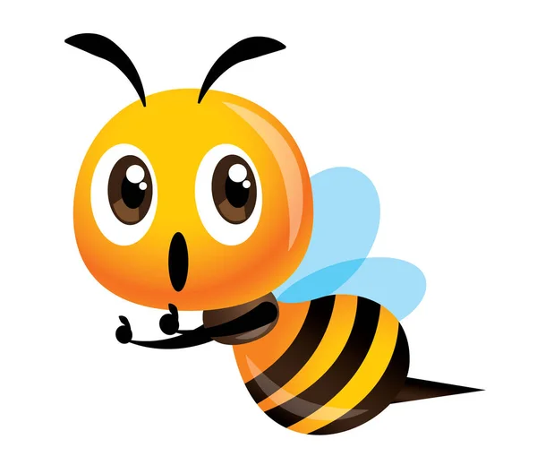 Kreslený Roztomilé Včelí Palcem Nadšený Výraz — Stockový vektor
