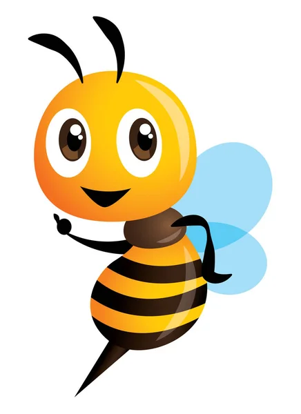 Cartoon Schattig Bee Wijzen Vectorillustratie Geïsoleerd — Stockvector