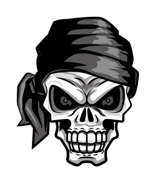 Beyaz arka plan ile Retro vintage korsan kafatası vektör illüstrasyon