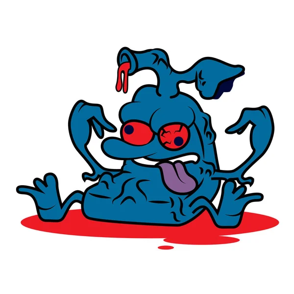 Caricature Poumon Endommagé Attaqué Par Virus Saignement Illustration Caractère Mascotte — Image vectorielle