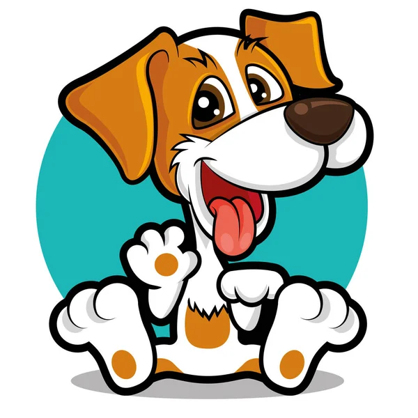 Cute Dog Greetings Waving Hand Pet Dog Vector Illustration Mascot — Stock Vector