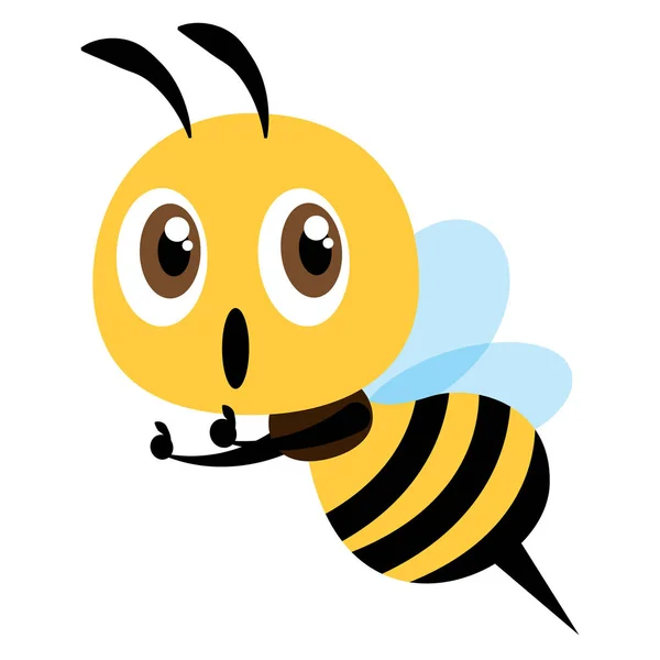 Επίπεδη Σχεδίαση Καρτούν Χαριτωμένη Μέλισσα Αντίχειρας Ενθουσιασμένο Έκφραση Επίπεδη Σχεδίαση — Διανυσματικό Αρχείο