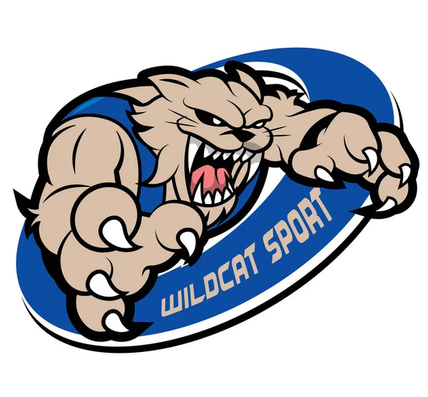 Strong Fierce Wildcat Mascot Sport Theme Vector — Stock Vector