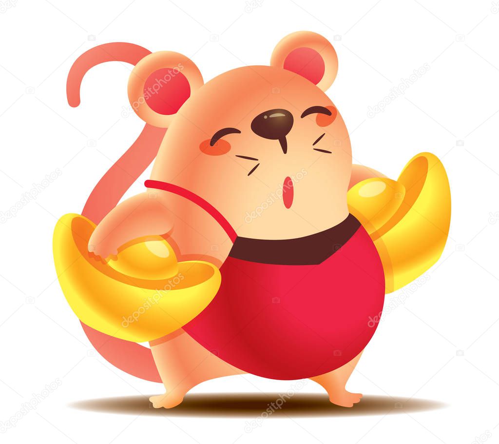 Chinese New Year 2020 Cartoon Cute Rat Carrying Big Chinese Gold Ingot The Year Of The Rat Cartoon Rat Character Mascot Vector Mascot Premium Vector In Adobe Illustrator Ai chinese new year 2020 cartoon cute rat
