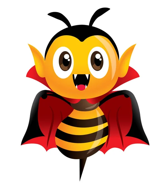 Happy Halloween Vampire Bee Cartoon Cute Bee Character Vampire Halloween — Stock Vector