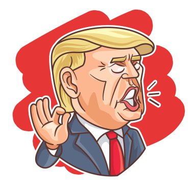 Başkan Abd'li Donald Trump'ın karikatür karakteri tamam el işaretiyle konuşma yapıyor. Başkan Abd 2020 seçim hazırlığı. - vektör karikatür