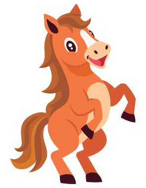 Çizgi film çizimi, at kıçı pozu. Ön ayakları kalkık.