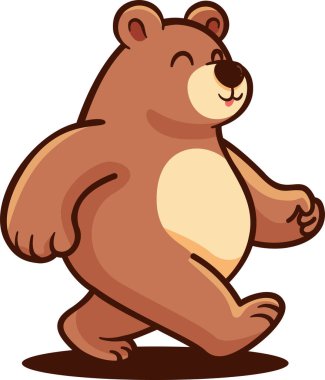 Tatlı, mutlu yürüyen kahverengi ayı çizgi film karakteri.