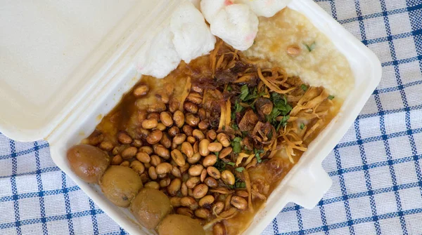 Bubur Ayam Una Papilla Mezclada Con Carne Pollo Servida Con — Foto de Stock