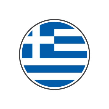 Beyaz arka plan üzerinde izole simge vektör ile daire Yunanistan bayrağı