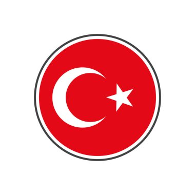 Daire Türkiye bayrak beyaz arka plan üzerinde izole simge vektör ile
