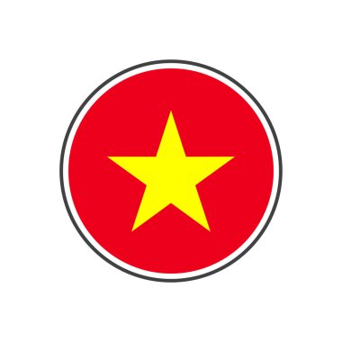 Beyaz arka plan üzerinde izole simge vektör ile daire vietnam bayrağı