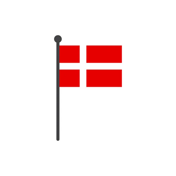 Denmark flag with pole icon vector isolated on white background — Stock Vector
