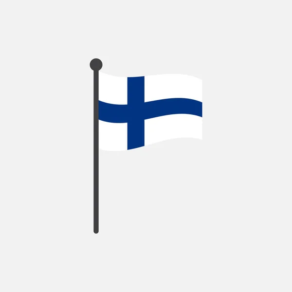 Finland flag with pole icon vector isolated on white background — Stock Vector