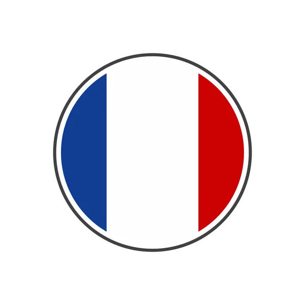 Κύκλος σημαία Γαλλίας με εικονίδιο διάνυσμα που απομονώνονται σε λευκό φόντο — Διανυσματικό Αρχείο