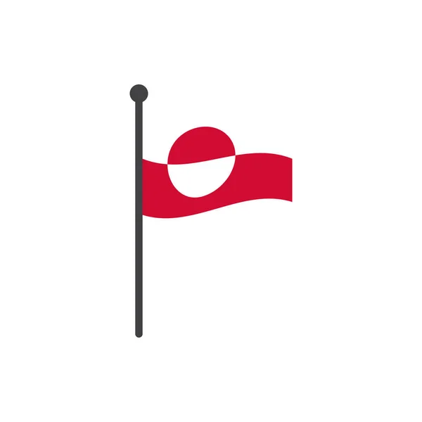 Bandera de Groenlandia con vector de icono de polo aislado sobre fondo blanco — Vector de stock