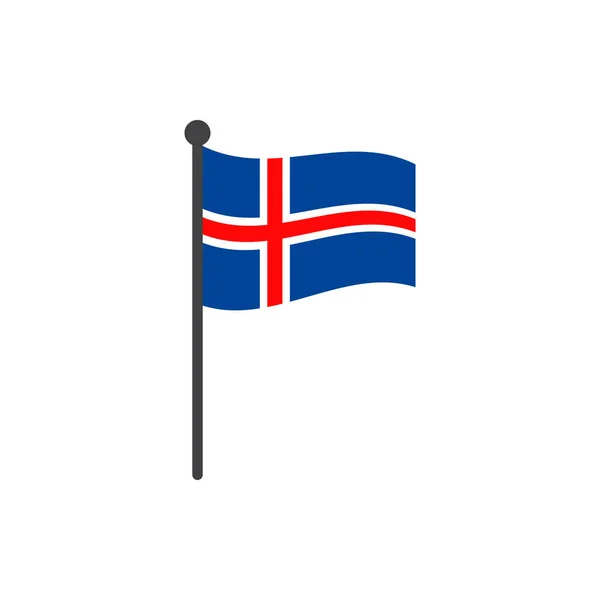 Iceland flag with pole icon vector isolated on white background — Stock Vector