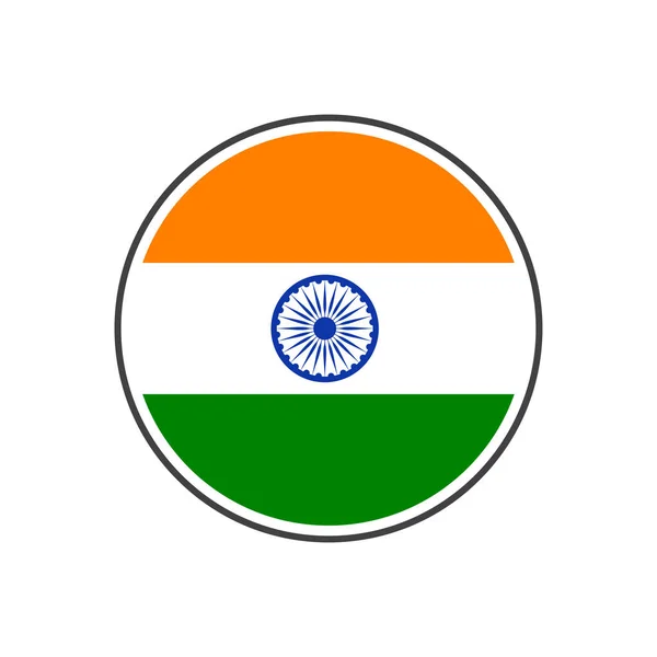 Κύκλος Ινδία σημαία με εικονίδιο διάνυσμα που απομονώνονται σε λευκό φόντο — Διανυσματικό Αρχείο
