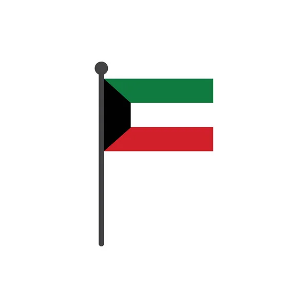 Kuwait flag with pole icon vector isolated on white background — Stock Vector
