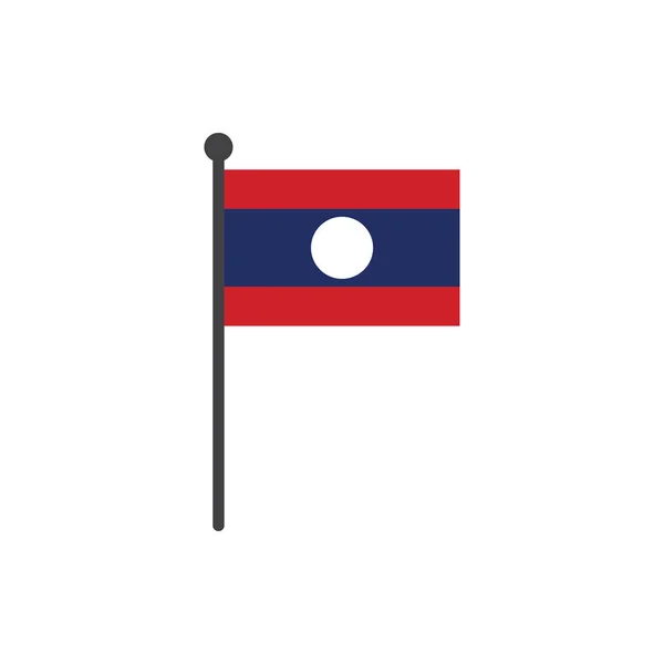 Drapeau laos avec icône pôle vecteur isolé sur fond blanc — Image vectorielle