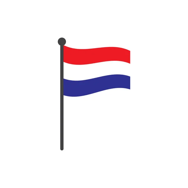 Netherland flag with pole icon vector isolated on white background — Stock Vector