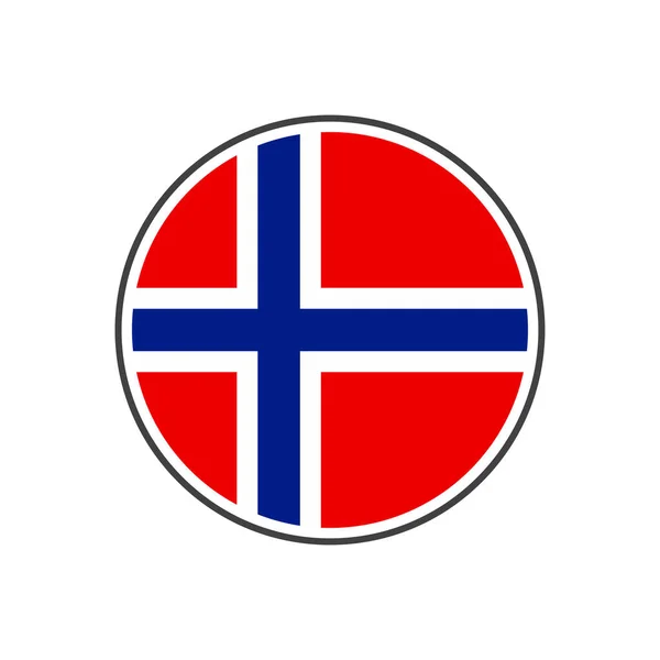 Bandeira de norway circular com vetor de ícone isolado no fundo branco — Vetor de Stock