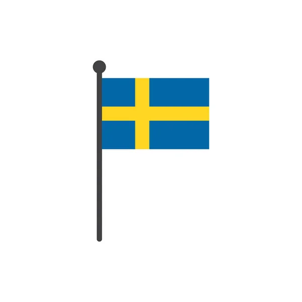 Sweden flag with pole icon vector isolated on white background — Stock Vector