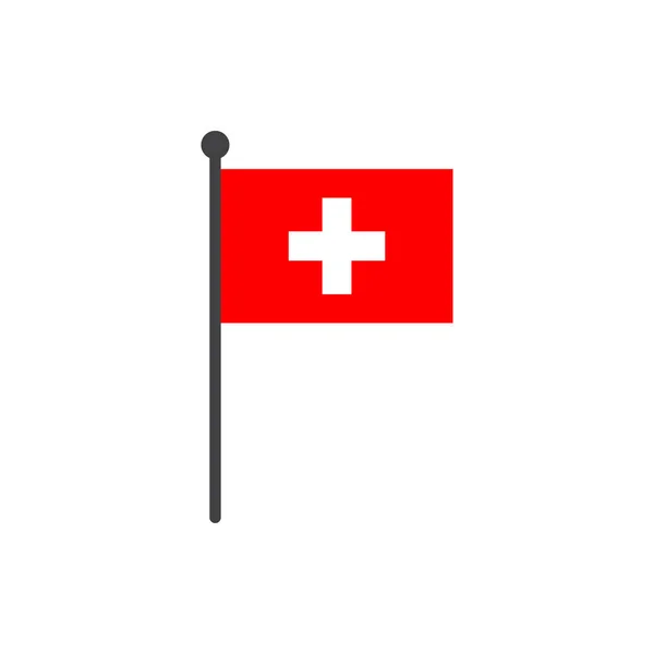 Switzerland flag with pole icon vector isolated on white background — Stock Vector