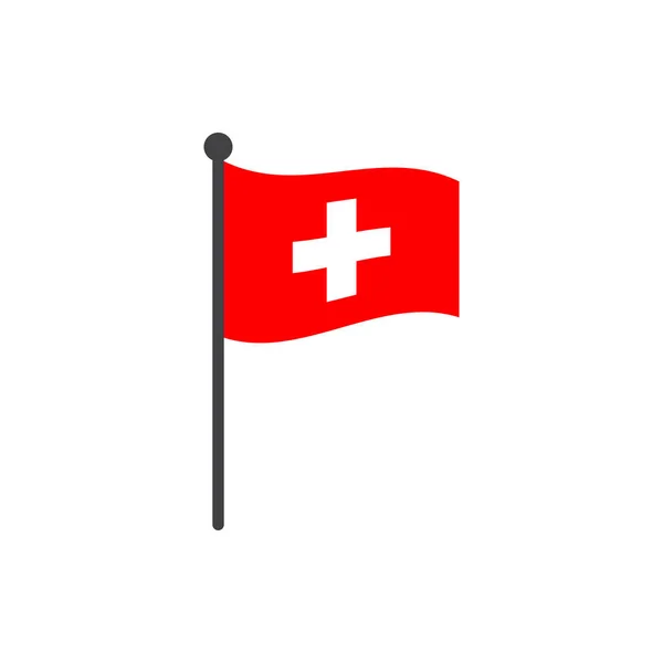 Switzerland flag with pole icon vector isolated on white background — Stock Vector