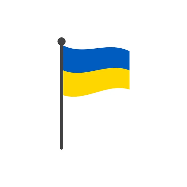 Ukraine flag with pole icon vector isolated on white background — Stock Vector