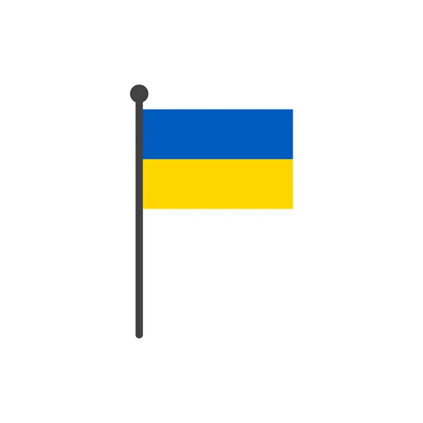 Ukraine flag with pole icon vector isolated on white background — Stock Vector