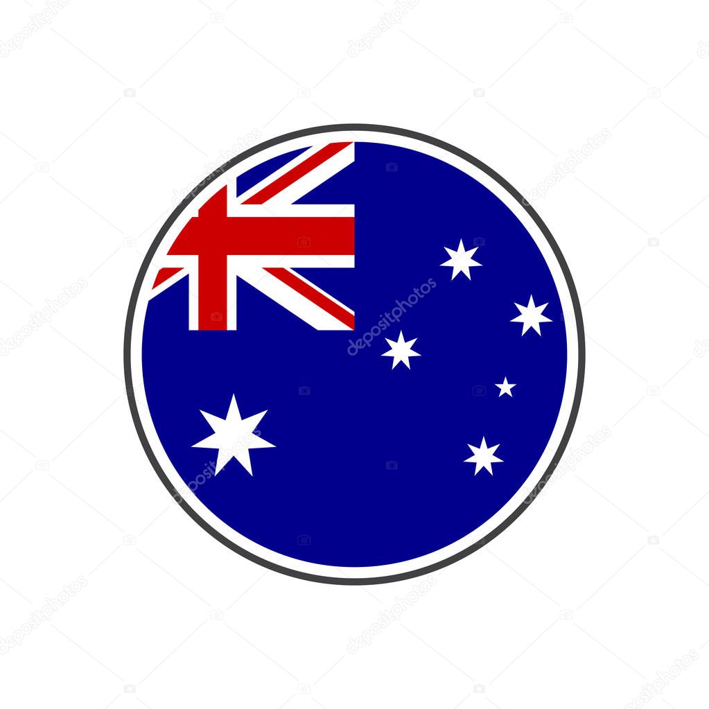 Circle australia flag with icon vector isolated on white background