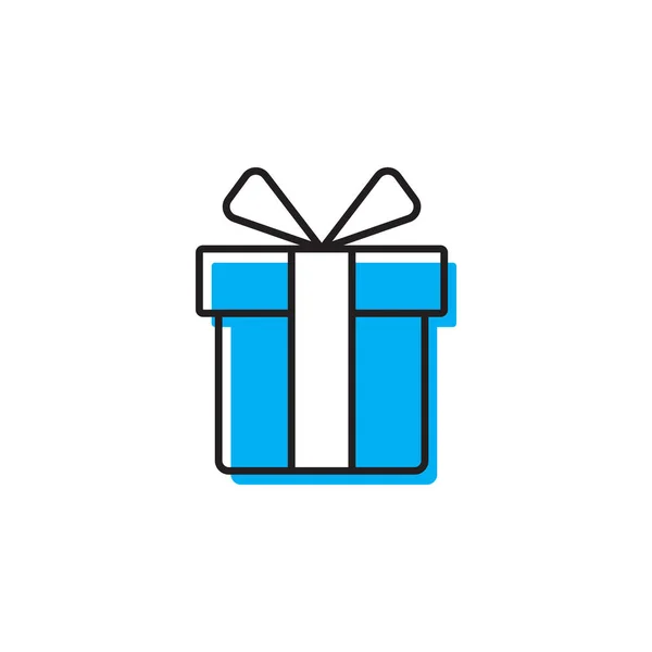 Caja de regalo con icono de línea de cinta, signo de vector de contorno, pictograma de estilo lineal aislado en blanco. Símbolo, ilustración del logotipo . — Vector de stock