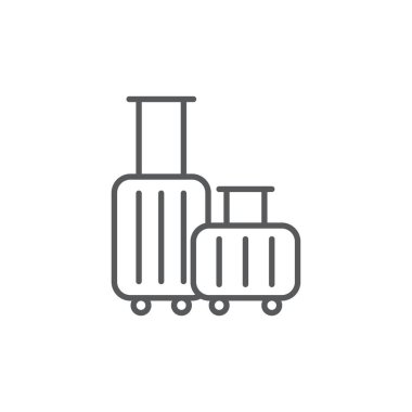 Bagaj, Bagaj hattı simgesi, Anahat vektör işareti, doğrusal stil piktogram beyaz üzerinde izole