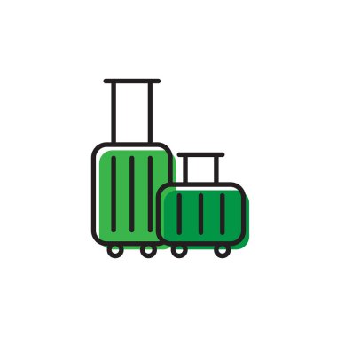 Bagaj, Bagaj hattı simgesi, Anahat vektör işareti, doğrusal stil piktogram beyaz üzerinde izole