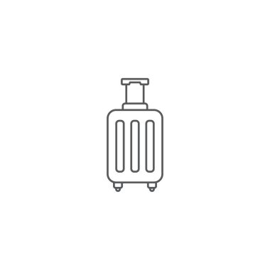 Bagaj, Bagaj hattı simgesi, Anahat vektör işareti, doğrusal stil piktogram beyaz üzerinde izole