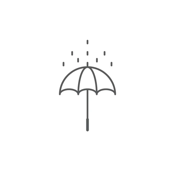 Şemsiye ve yağmur simgesi vektör düz tasarım beyaz arka planda izole — Stok Vektör