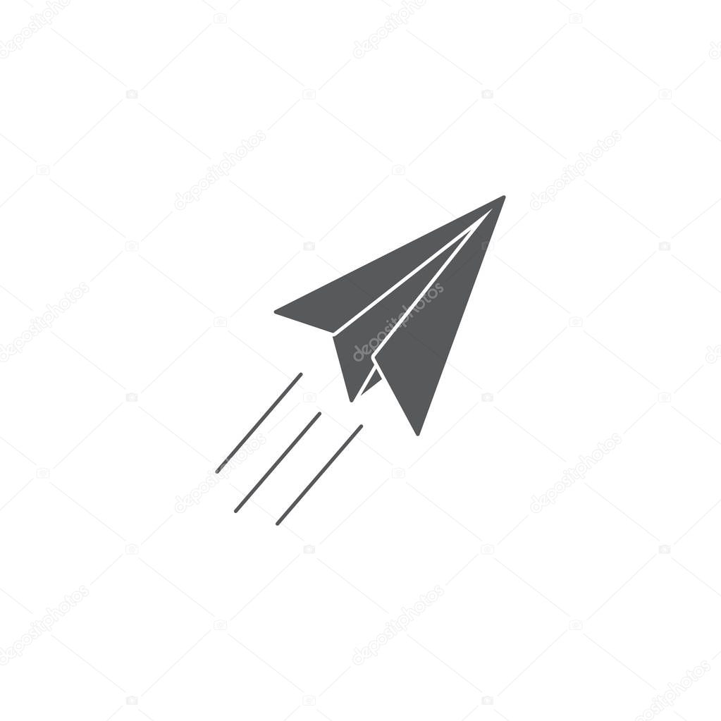 Paper plane line icon. Flat origami airplane isolated on white background. Vector illustration. Message, letter, mail symbol. Start up and launch, invention and development sign