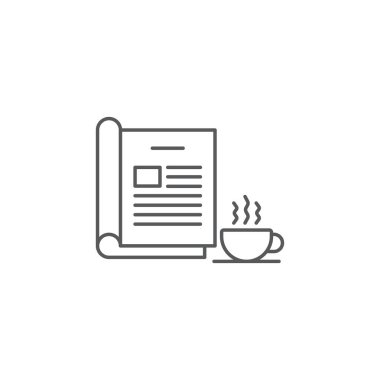 Açık dergi ve kahve simgesi vektör beyaz arka planda izole