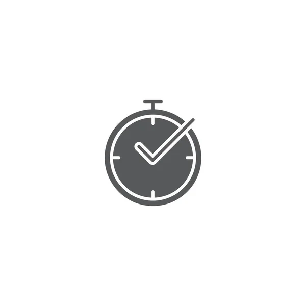 Check Time Icon Elemento de diseño de logotipo aislado sobre fondo blanco — Archivo Imágenes Vectoriales