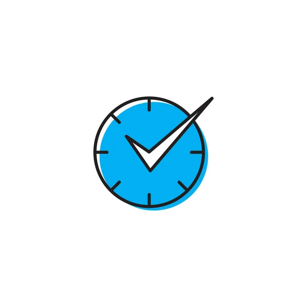 Check Time Icon Elemento de diseño de logotipo aislado sobre fondo blanco — Archivo Imágenes Vectoriales