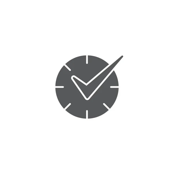 Zkontrolovat ikonu času s logem a objekt design izolovaný na bílém pozadí — Stockový vektor