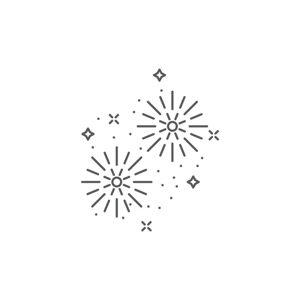 Ícone de linha de fogos de artifício esboço vetor sinal pictograma linear isolado na ilustração logotipo branco —  Vetores de Stock