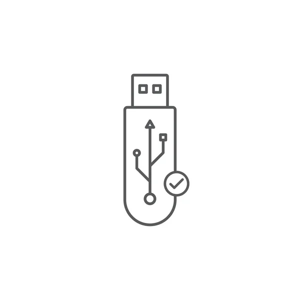 USB flash icono de notificación vector de la unidad. signo plano lleno para el concepto móvil y el diseño web. Tecnología de conexión USB icono sólido simple. Símbolo, ilustración del logotipo — Vector de stock